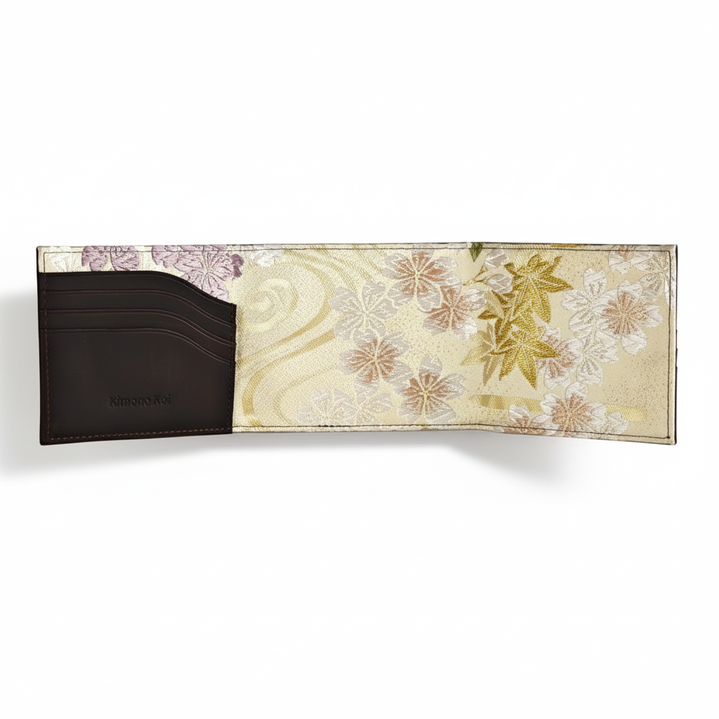 Kimono Obi Silk and Leather Wallet