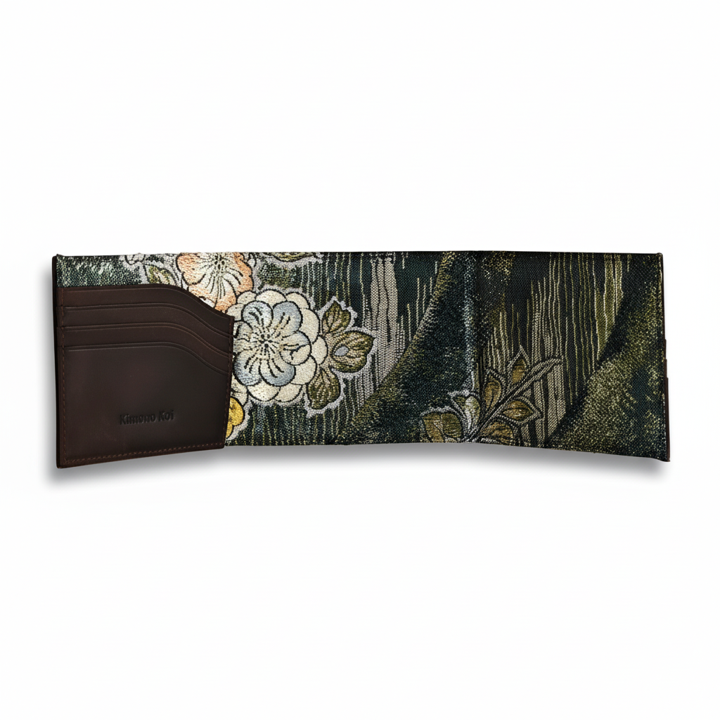 Kimono Obi Silk and Leather Wallet