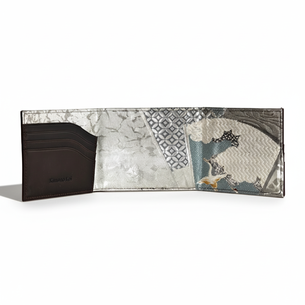 Kimono Obi Silk and Leather Wallet
