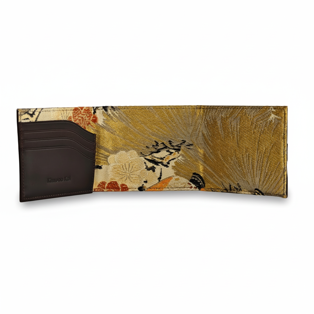 Kimono Obi Silk and Leather Wallet
